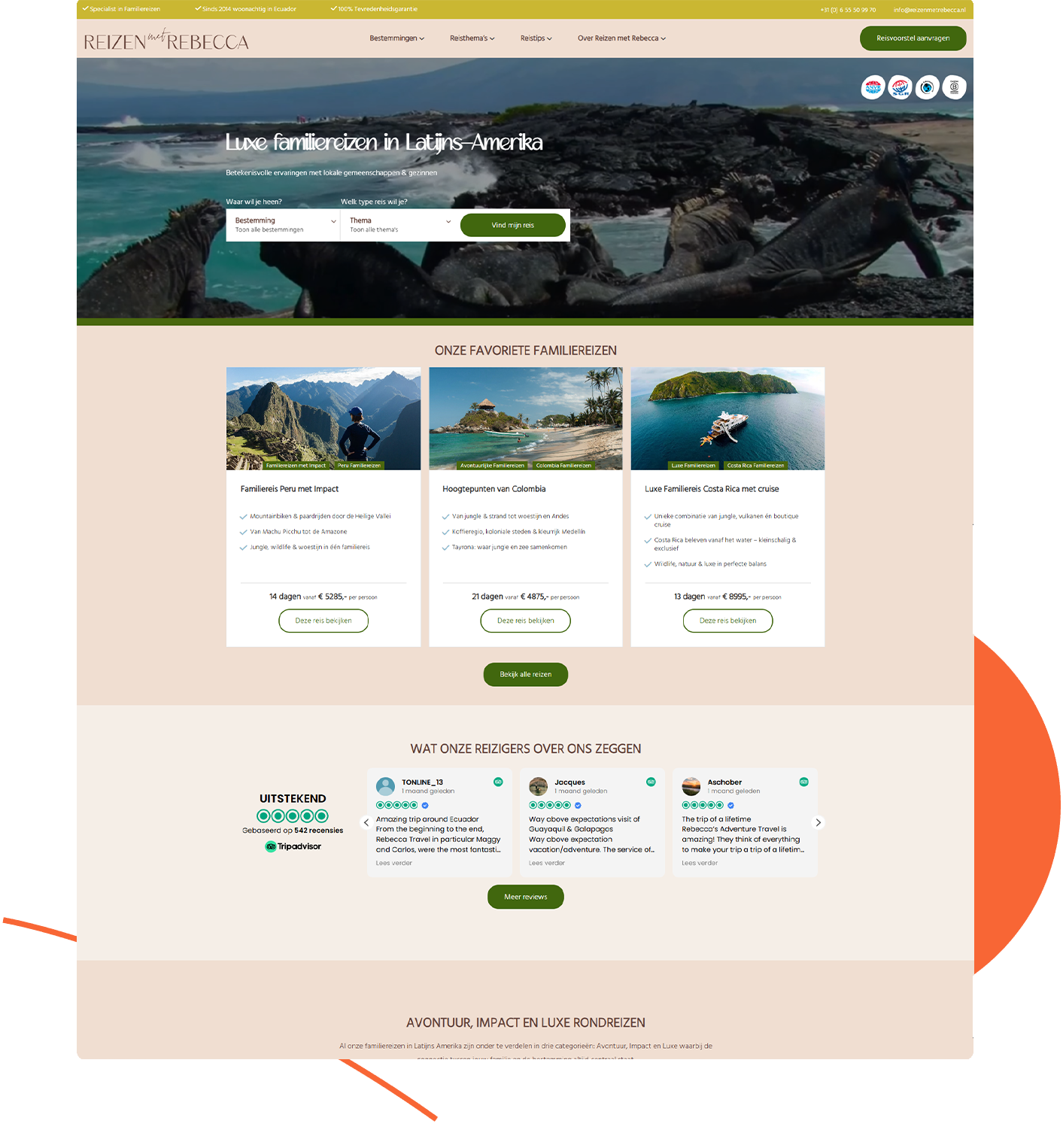 wordpress travelagency website case reizen met rebecca